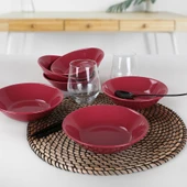 Keramika Hitit Carmen Kırmızı Yemek Tabağı 18 Cm 6 Adet - 1