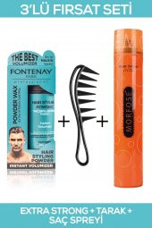 Fontenay Saç Şekillendirici Pudra Toz Wax Matt Effect Mavi + Şekil Tarağı + 400ML Saç Spreyi 3lü Set - 1
