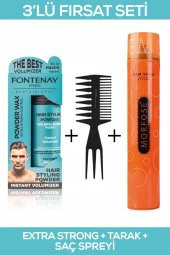 Fontenay Saç Şekillendirici Pudra Toz Wax Matt Effect + Şekil Tarağı + 400ML Saç Spreyi 3lü Set - 1