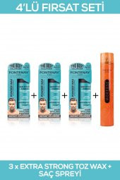 Fontenay Saç Şekillendirici Pudra Toz Wax Matt Effect Mavi 20gr X3 + 400ml Saç Sprey 4Lü Set - 1