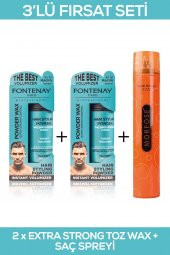 Fontenay Saç Şekillendirici Pudra Toz Wax Matt Effect Mavi 20gr X2 + 400ml Saç Spreyİ 3Lü Set - 1