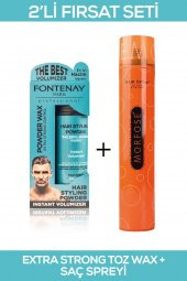 Fontenay Saç Şekillendirici Pudra Toz Wax Matt Effect Mavi 20gr + 400ml Saç Sprey 2Lİ Set - 1