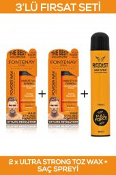 Fontenay Saç Şekillendirici Pudra Toz Wax Ultra Strong Turuncu 20gr X2 + 400ml Saç Spreyi 3Lü Set 2 - 1