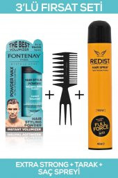 Fontenay Saç Şekillendirici Pudra Toz Wax Matt Effect + Şekil Tarağı + 400ML Saç Spreyi 3lü Set 2 - 1