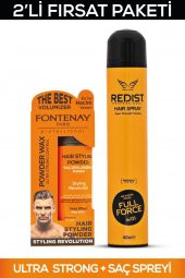 Fontenay Saç Şekillendirici Pudra Toz Wax Ultra Strong Turuncu + Saç Spreyi 400ml 2Li Set 2 - 1