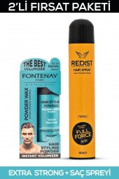 Fontenay Saç Şekillendirici Pudra Toz Wax Matt Effect Mavi 20gr + 400ml Saç Sprey 2Lİ Set 2 - 1