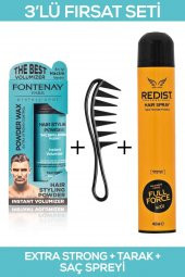 Fontenay Saç Şekillendirici Pudra Toz Wax Matt Effect Mavi + Şekil Tarağı + 400ML Saç Spreyi 3lü Set 2 - 3