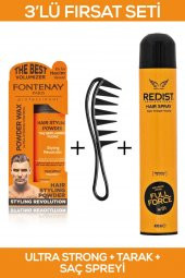 Fontenay Saç Şekillendirici Pudra Toz Wax Ultra Strong Turuncu + Şekil Tarağı + Saç Spreyi 400ML 3lü Set 2 - 3
