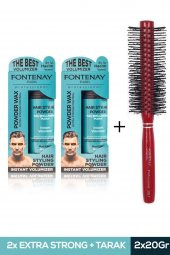 Fontenay Saç Şekillendirici Pudra Toz Wax Mat Effect Mavı 20gr X2 + Profesyonel Saç Fırçası 1017 3lü Set - 1