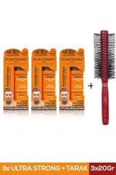 Fontenay Saç Şekillendirici Pudra Toz Wax Ultra Strong Turuncu 20gr X3 + Profesyonel Saç Fırçası 1018 4lü Set - 1