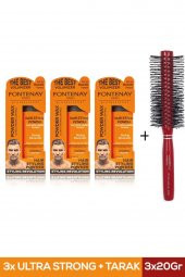Fontenay Saç Şekillendirici Pudra Toz Wax Ultra Strong Turuncu 20gr X3 + Profesyonel Saç Fırçası 1017  4lü Set thumbnail 1
