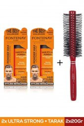 Fontenay Saç Şekillendirici Pudra Toz Wax Ultra Strong Turuncu 20 gr x 2 + Profesyonel Saç Fırçası 1018 3lü Set - 1