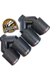 90 mm. Çiftli TAKIM SAĞ/SOL Yuvarlak dudaklı KARBON KAPLAMA AKRAPOVIC Egzoz eksoz Çıkışı thumbnail 2