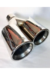 90 mm. Tam krom paslanmaz çiftli, sağ egzoz ucu. (M logolu) thumbnail 3