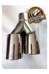 90 mm. Tam krom paslanmaz çiftli, sağ egzoz ucu. (M logolu) thumbnail 4