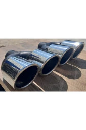 90 Mm Çiftli Egzoz Ucu Sağ Sol Takım ( Iki Adet) Uyumlu thumbnail 1