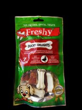 Freshy Ördek Etiyle Kaplanmış Doğal Dana Derisinden Çiğneme Kemiği 105gr - 1