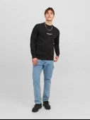 JACK JONES Bisiklet Yaka Önü Yazılı Erkek Sweatshirt 12241694 - 3