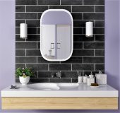 Banyo Dolabı Aynalı / Lavabo Üstü Dolap  / Flora Side (Beyaz) 45x60cm - 1