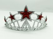 Yıldız Şekilli Elsa Prenses Kraliçe Tacı Kırmızı Renk Çocuk Boy 5x17 cm - 1