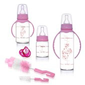 ISIYA DAYANIKLI CAM BİBERON EMZİK FIRÇA SETİ Pembe - 1