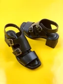 Basskan Jabb Sİyah Ökçeli Hazır Ortopedi Taban Terlik Sandalet thumbnail 1