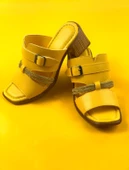 Basskan Jass Sarı Ökçeli Hazır Ortopedi Taban Taşlı Terlik thumbnail 1