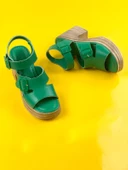 Basskan Yeşil Hennd Ortopedik YÜksek Taban Yüksek Topuk Sandalet - 1