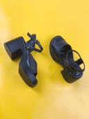 Basskan Kence Sİyah Tek Bant Topuklu Ortopedik Taban Sandalet thumbnail 2