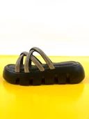 Basskan Pess Sİyah Balon Ortopedik Taban Çapraz Taşlı Terlik thumbnail 2