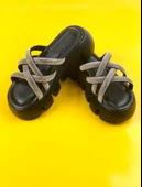 Basskan Pess Sİyah Balon Ortopedik Taban Çapraz Taşlı Terlik thumbnail 1