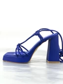 Basskan Mekl Mavi Yüksek Kalın Topuk Biyeli Platform Bilekten Bağlama Ayakkabı thumbnail 1