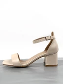 Basskan Bej Mend Alçak Topuk Tek Bant Bilekten Bağlama Ayakkabı thumbnail 1