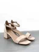 Basskan Bej Mend Alçak Topuk Tek Bant Bilekten Bağlama Ayakkabı thumbnail 3