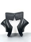 Basskan Siyah Denve Cilt Hazır Yüksek Topuk Platform Ortopedik Konfor Taban Topuklu Terlik Ayakkabı thumbnail 3