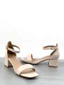 Basskan Bej Mend Alçak Topuk Tek Bant Bilekten Bağlama Ayakkabı thumbnail 2