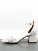 Basskan Beyaz Mend Alçak Topuk Tek Bant Bilekten Bağlama Ayakkabı - 1