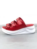 Basskan Kırmızı Mers Konfor Ortopedik Taban Tokalı Terlik Sandalet thumbnail 1
