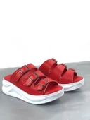 Basskan Kırmızı Mers Konfor Ortopedik Taban Tokalı Terlik Sandalet thumbnail 3