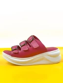 Basskan Fuşya Mers Konfor Ortopedik Taban Tokalı Terlik Sandalet - 1