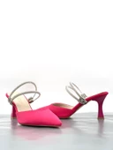 Basskan Lenm Fuşya Nubuk Sivri Burun Taşlı Terlik  Ayakkabı thumbnail 2