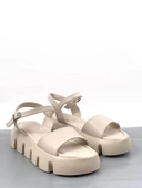 Basskan Kerl Bej Yüksek Taban Bilekten Bağlama Sandalet thumbnail 3