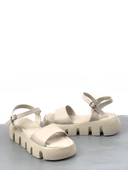 Basskan Kerl Bej Yüksek Taban Bilekten Bağlama Sandalet thumbnail 2