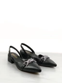 Basskan  Bere Siyah Tokalı Sivri Burun Sandalet Terlik Alçak Topuk thumbnail 3