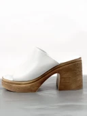 Basskan Beyaz Denve Cilt Hazır Yüksek Topuk Platform Ortopedik Konfor Taban Topuklu Terlik Ayakkabı thumbnail 1