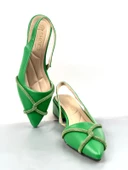 Basskan Necb Yeşil Sivri Burun Ökçeli Taşlı Babet thumbnail 3