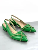 Basskan Necb Yeşil Sivri Burun Ökçeli Taşlı Babet thumbnail 2