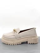 Basskan BEj Moxy Cilt Poli Ortopedik Konfor Taban Zincirli Oxford Makosen Yüksek Taban Ayakkabı thumbnail 1