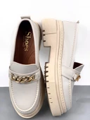 Basskan BEj Moxy Cilt Poli Ortopedik Konfor Taban Zincirli Oxford Makosen Yüksek Taban Ayakkabı thumbnail 2