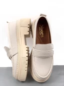 Basskan Bej Poxy Cilt Poli Ortopedik Konfor Taban Oxford Makosen Yüksek Taban Ayakkabı thumbnail 3